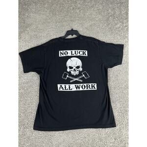 The Drive Clothing Shirt Mens Extra Large Black Whit3 Skull No Luck All Work